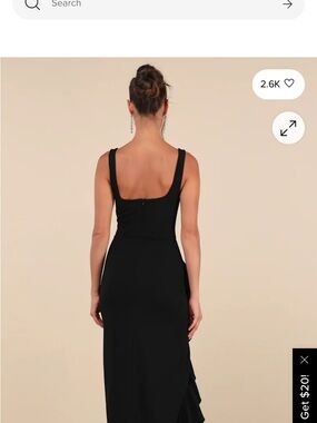 Lulu's Black Backless Square-Neck Evening Gown